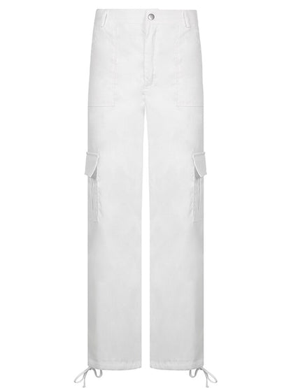 Weekeep Y2k Button Pockets Patchwork Cargo Pants Women Streetwear High Waist Trousers Korean Fashion Casual Pencil Pants Joggers